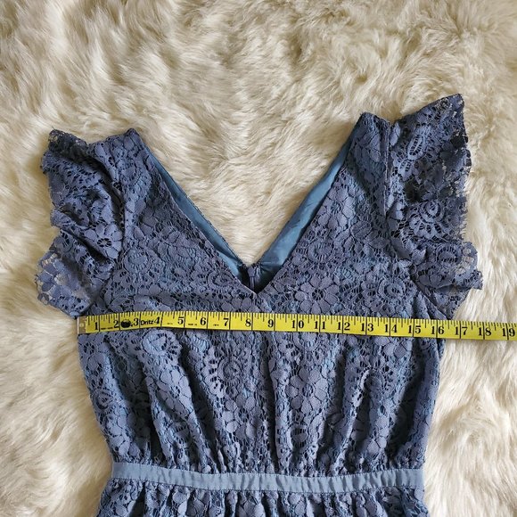 Madewell Blue Lace Flutter Sleeve Dress Size 2 EUC - Picture 13 of 15